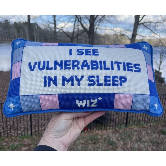 Furbish I See Vulnerabilities In My Sleep Rectangle Needlepoint Pillow 7x13 NWT - Picture 1 of 12